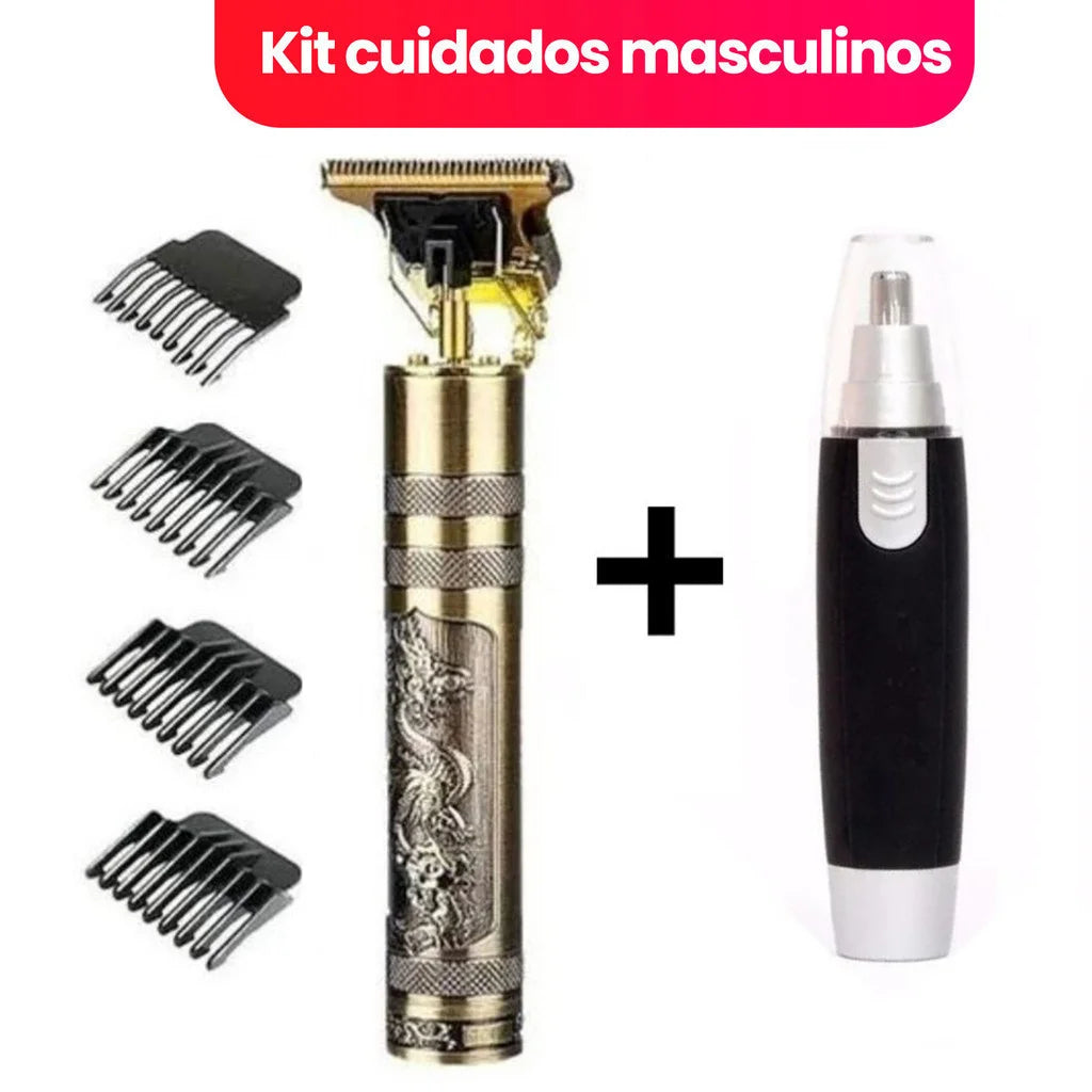 KIT - Barbeador e aparador nasal de pelos Maquina cortar cabelo Profissional